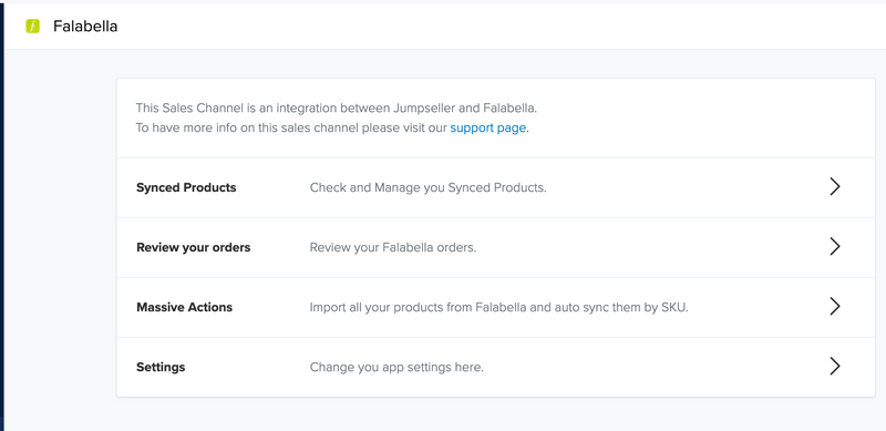 Falabella Marketplace dashboard