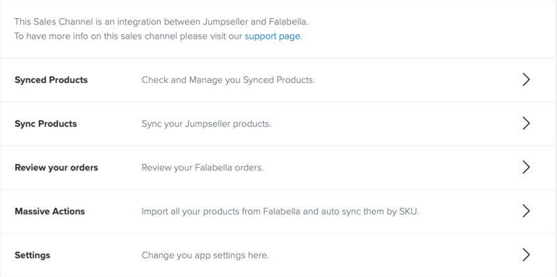 Falabella Marketplace dashboard