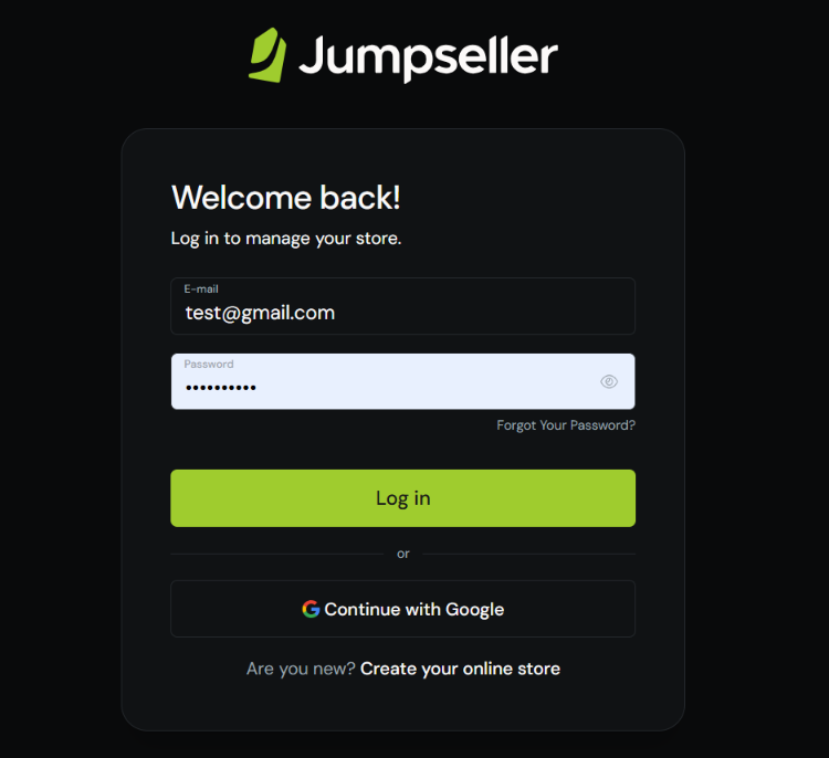 Continue with Google button on the login page