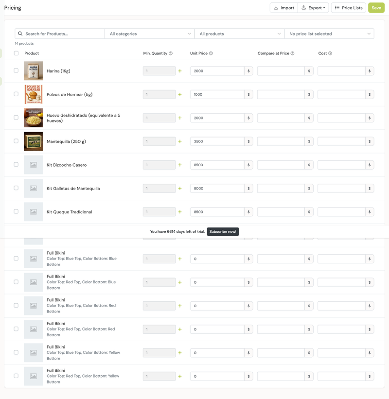 pricing filters