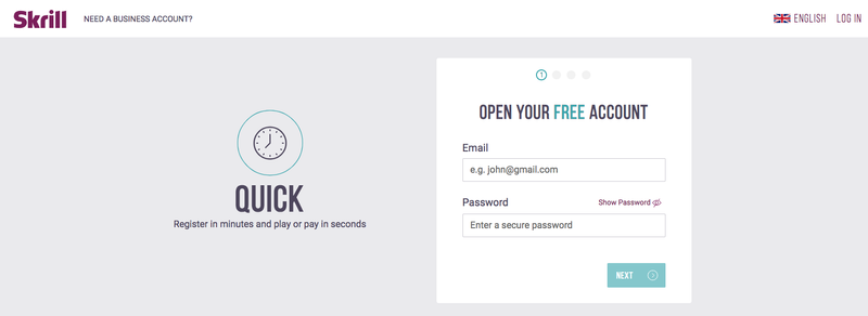 Skrill deals account creation
